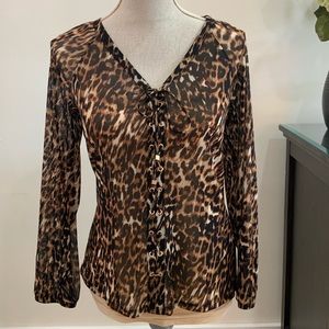 INC Semi Sheer Leopard Blouse